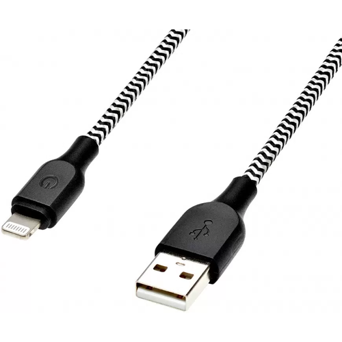 Кабель Gerffins PRO USB-A - Lightning Nylon MFI, 1м, черно-белый, GFPRO-CABN-AL-BLACK/WHITE