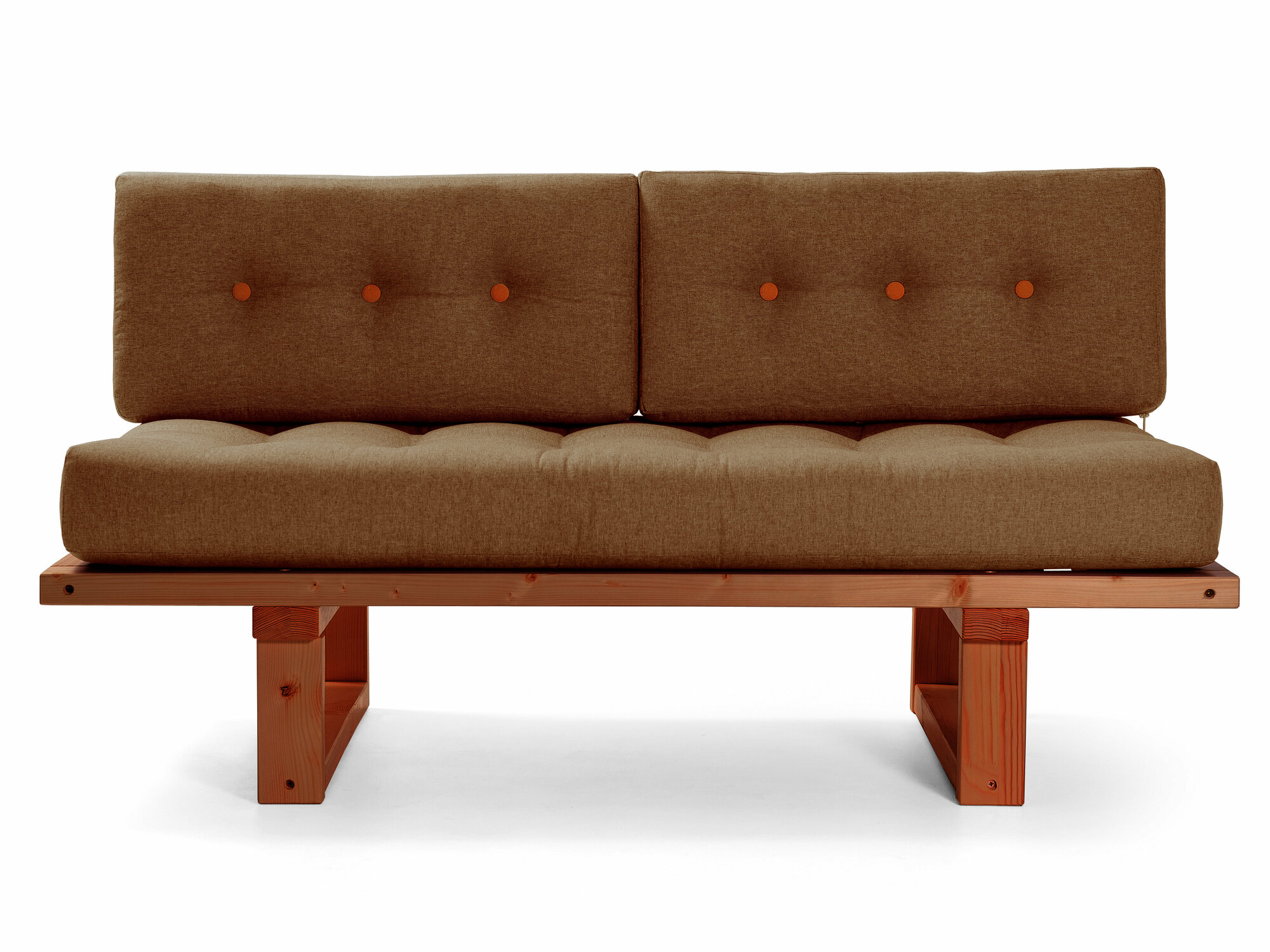 Маленький диван торн коричневый-сосна, рогожка, массив дерева, двухместный, садовый, для кафе и бара, для офиса, скандинавский лофт