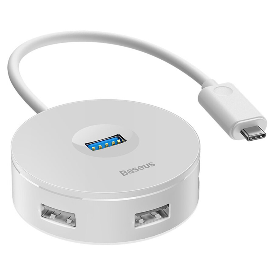 USB HUB разветвитель BASEUS Round Box 4 в 1 Type-C (m) - 1xUSB3.0 (f) + 3xUSB2.0 (f), 25 см, белый