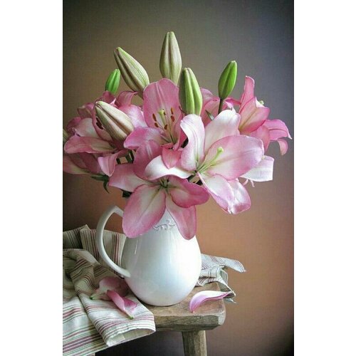 Алмазная мозаика на подрамнике Букет лилий 30 х 40 см