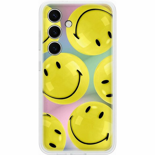 Чехол-накладка Samsung Flipsuit Case S24 желтый (принт Smiley)