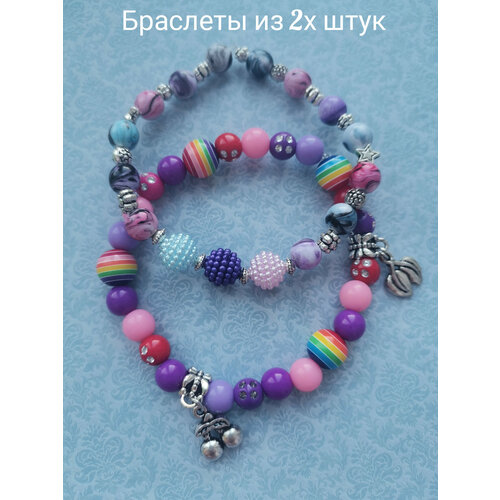 Комплект браслетов Узоры, 2 шт., размер one size, фиолетовый, серый