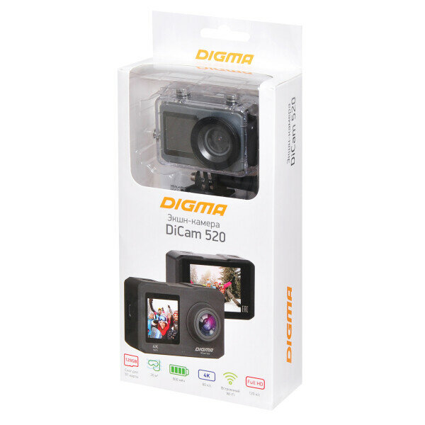 Экшн-камера DIGMA DiCam 520 4K, WiFi, серый [dc520] - фото №19
