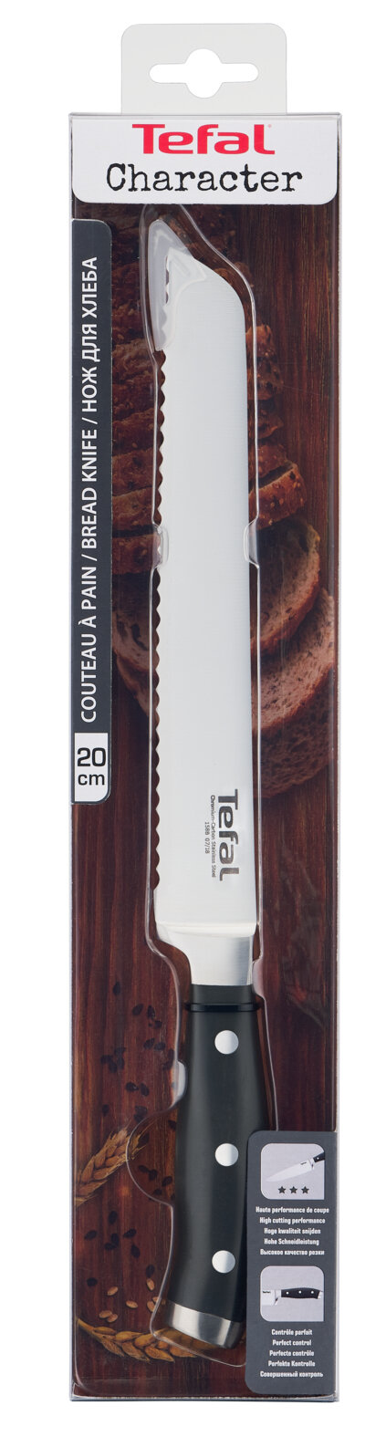 Нож Tefal K1410474 (2100109056) стальной для хлеба лезв.20мм черный - фото №9