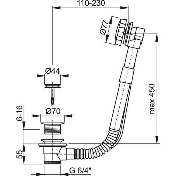 Слив-перелив для ванны KAISER 8004/WBT-05