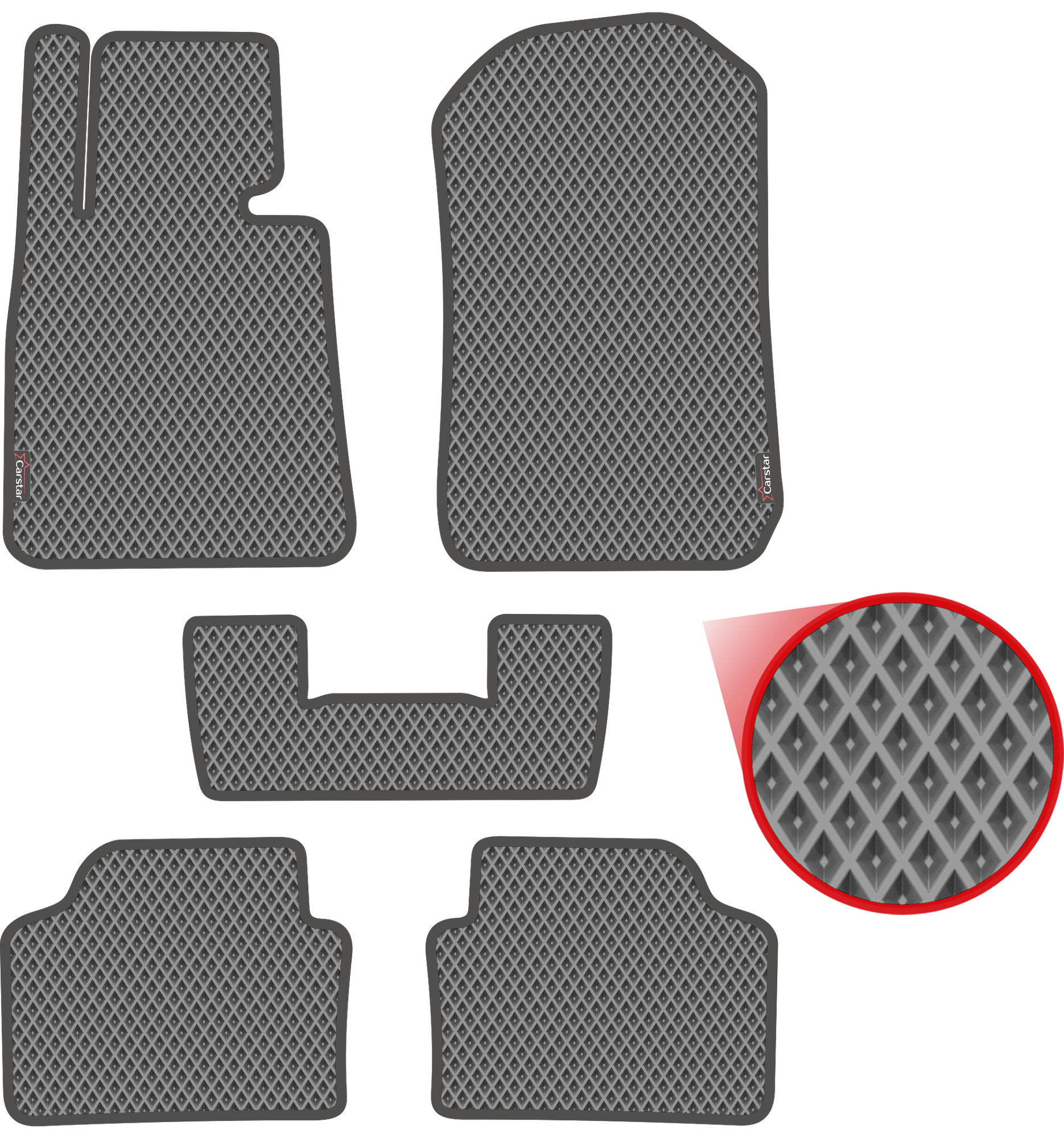 фото Автомобильные коврики EVA для BMW 3 V E90 седан (2004-2013), чёрные с чёрным кантом, ячейка - ромб
