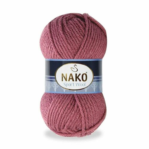 Пряжа Sport wool Nako, сухая роза - 327, 25% шерсть, 75% премиум акрил, 5 мотков, 100 г, 120 м.