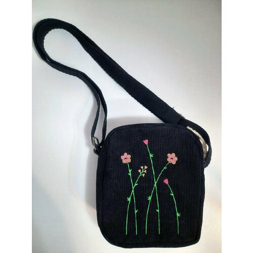 Сумка лось.com, фактура бархатистая, черный