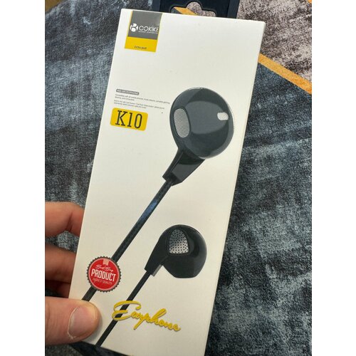 Проводные наушники капельки с микрофоном Cokike K10 116 Дцб 130см 32 Ом разъем 35мм для старых телефонов магнитолы радио MP3-плеера VR-о 588₽