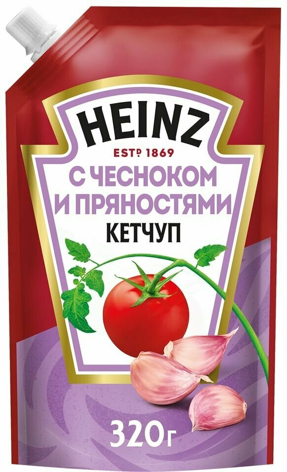 Кетчуп Heinz с чесноком и пряностями 320г 1шт