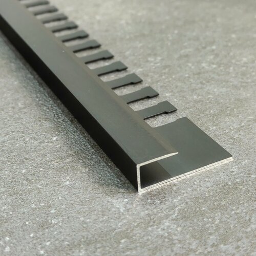 Изображение товара Профиль L-образный алюминиевый анодированный для плитки, 7мм 2,7м черный матовый