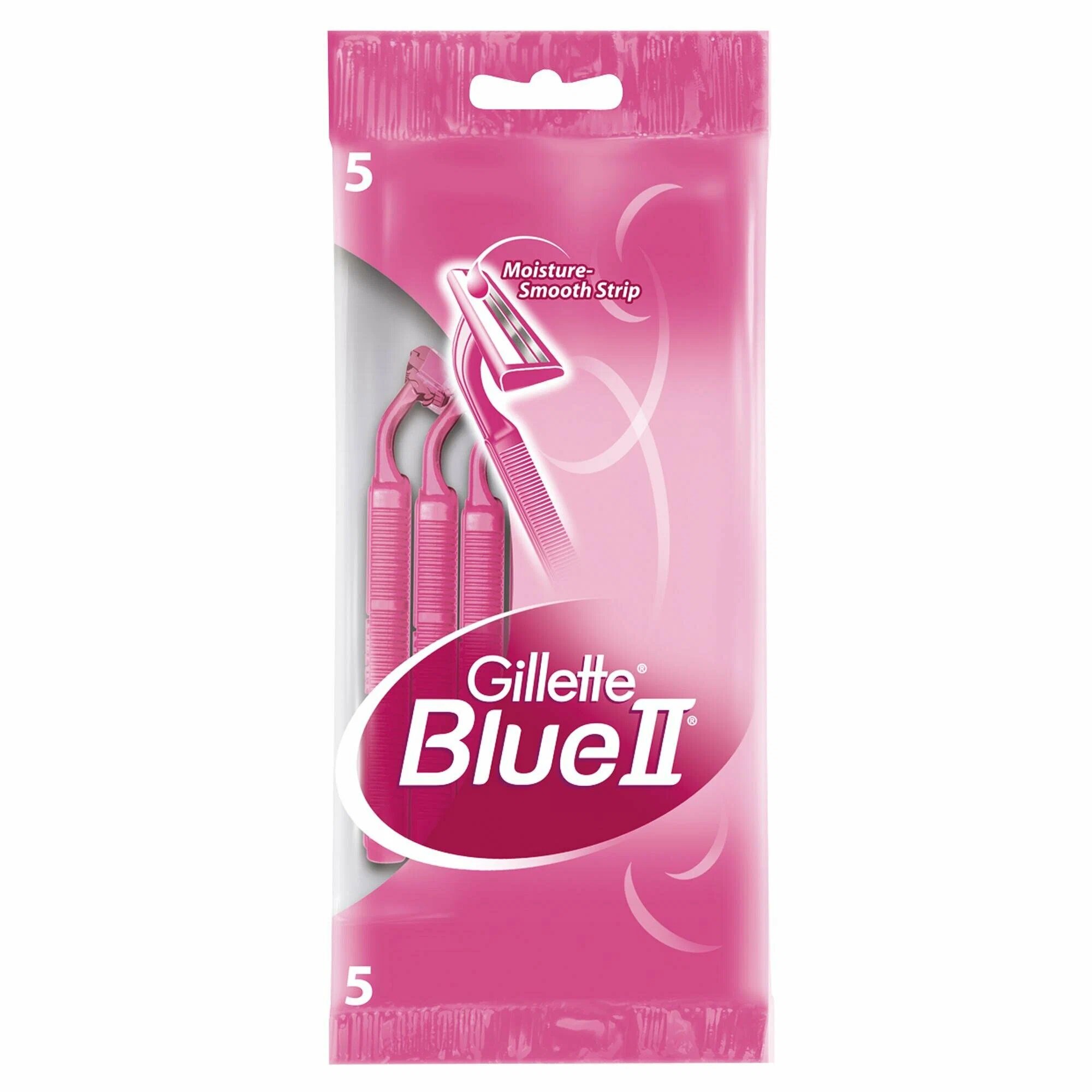 Одноразовые бритвенные станки Gillette Blue-2 for Women, 5 шт. (розовые)