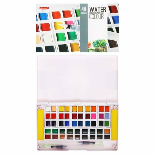 Краски акварельные 48 цветов + 2 штуки кисти в пластиковой коробке GTS-48 краски акварельные 48 цветов 2 штуки кисти в пластиковой коробке s 48