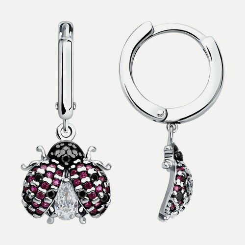 Изображение товара Серьги с подвесками, серебро, 925 проба, родирование, корунд синтетический, фианит