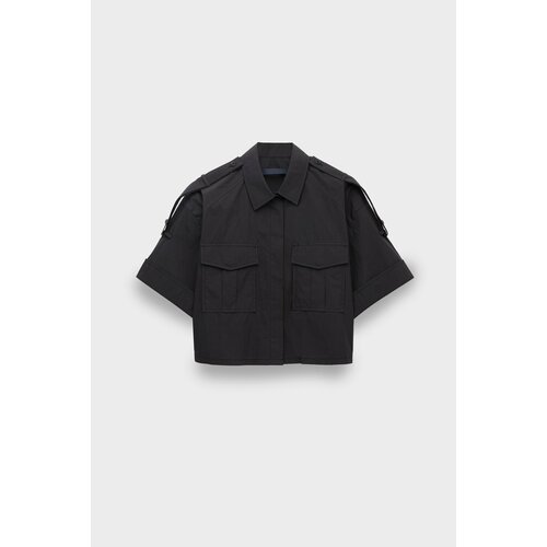 фото Рубашка juun.j, button strap short sleeve shirt, размер 42, черный