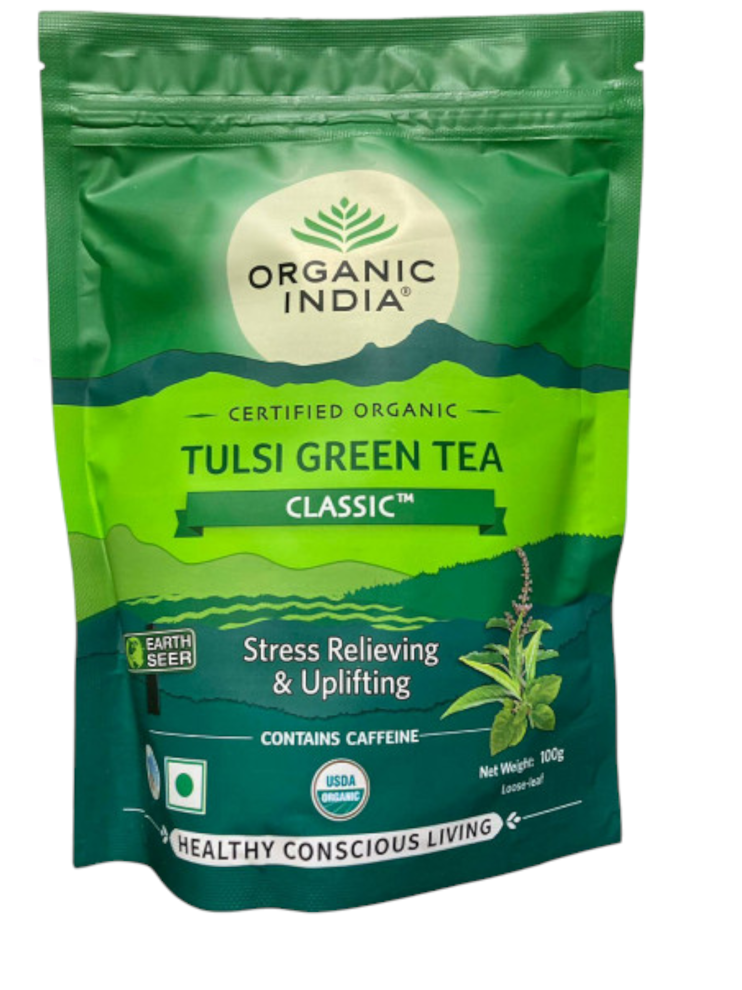 Аюрведический зеленый чай Тулси, Tulsi Green tea classic, Organic 100 г