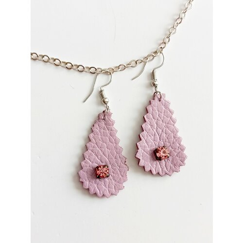 Серьги , размер 35 мм, пыльная роза, розовый