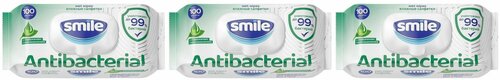 Smile Влажные салфетки, Antibacterial, С соком подорожника, 100 шт/уп, 3 штуки