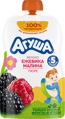 Пюре фруктово-ягодное агуша Яблоко, ежевика, малина, с 5 месяцев, 90г