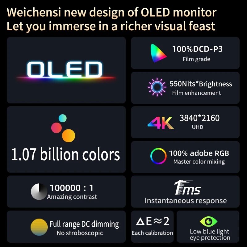 13.3" Портативный сенсорный монитор VCHANCE 4K OLED 3840x2160, 60 Гц — фото 1