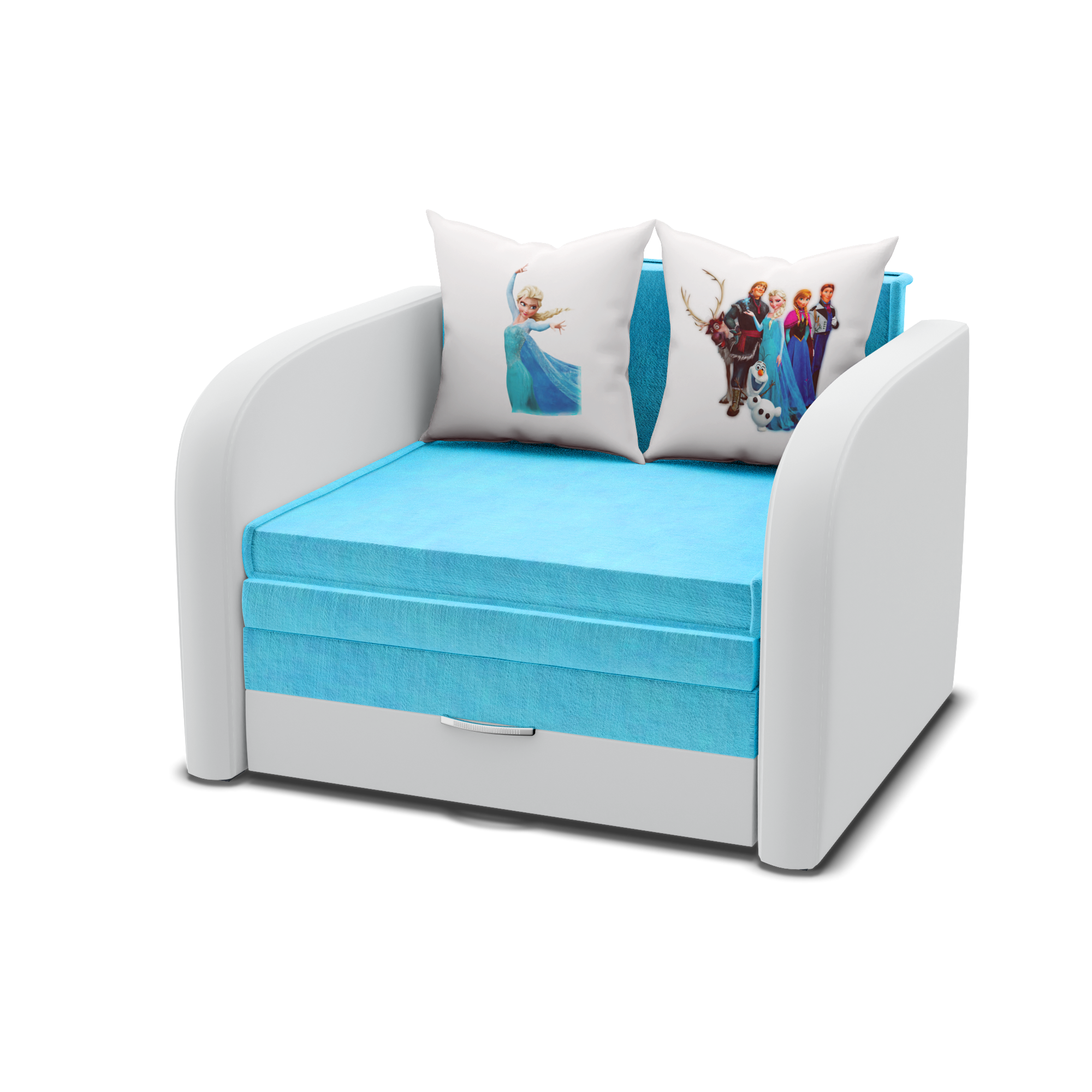 Компактный детский диван, диван-кровать "Мультик, принт холодное сердце", ширина 135см.