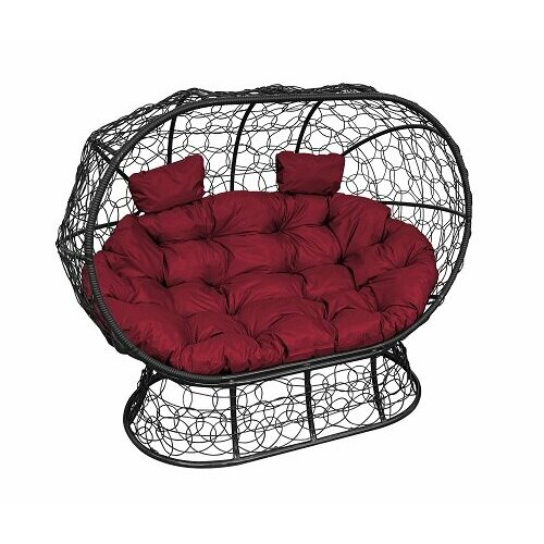 Диван M-group лежебока на подставке с ротангом чёрный бордовая подушка 28050₽
