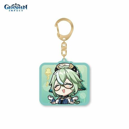 Брелок брелок genshin impact chibi expressions character acrylic keychain venti