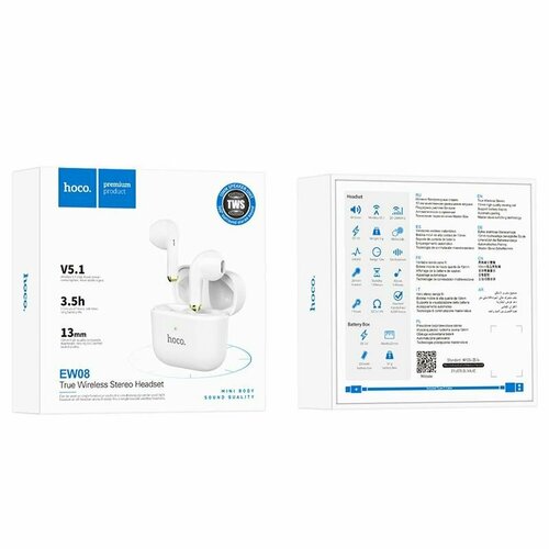 Гарнитура Bluetooth EW08True Wireless Stereo Headset HOCO белая 3476₽