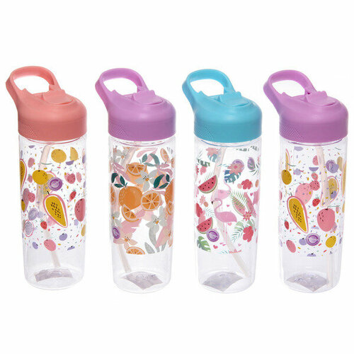 Бутылка питьевая пластиковая 650мл Летний микс микс цветов 559₽