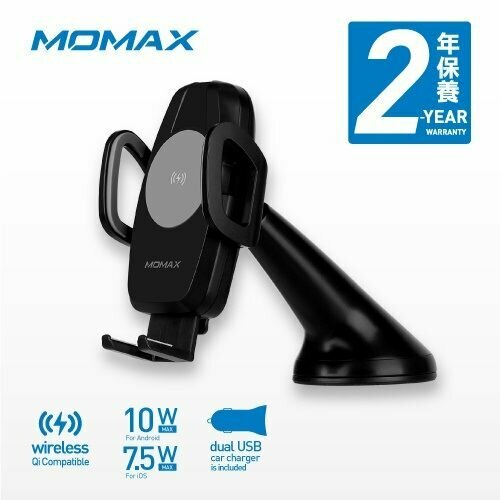 Беспроводной автодержатель с зажимом Momax Q.Mount Fast Wireless Charging Car Mount 10W - Black