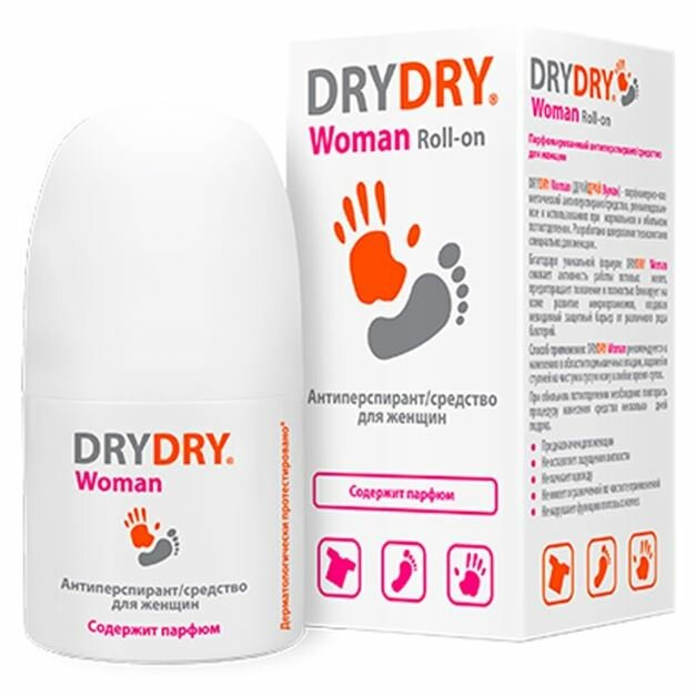 Дезодорант Dry Dry Antiperspirant Dry Dry Woman Roll-On, Антиперспирант для нормального и обильного потоотделения для женщин, 50 мл