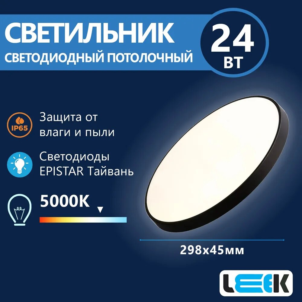 Светильник светодиодный накладной LEEK LE LED BL IP65 24W 5000K черный