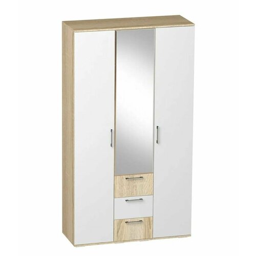 Шкаф распашной трехстворчатый Дуб Сонома\Белый