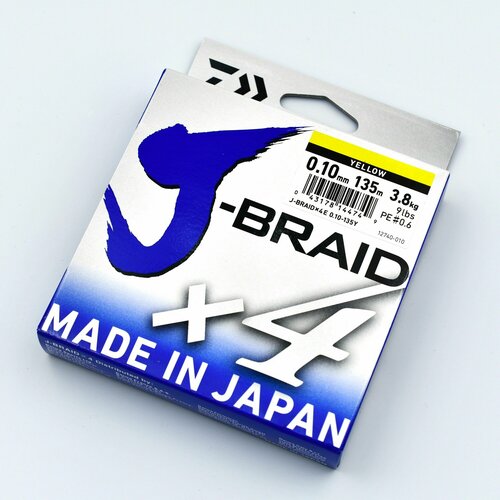 Шнур плетеный Daiwa J-Braid x-4 0.1мм желтый