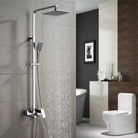 фото Душевая система GANZER из с поворотным изливом 21061F Белый, хром