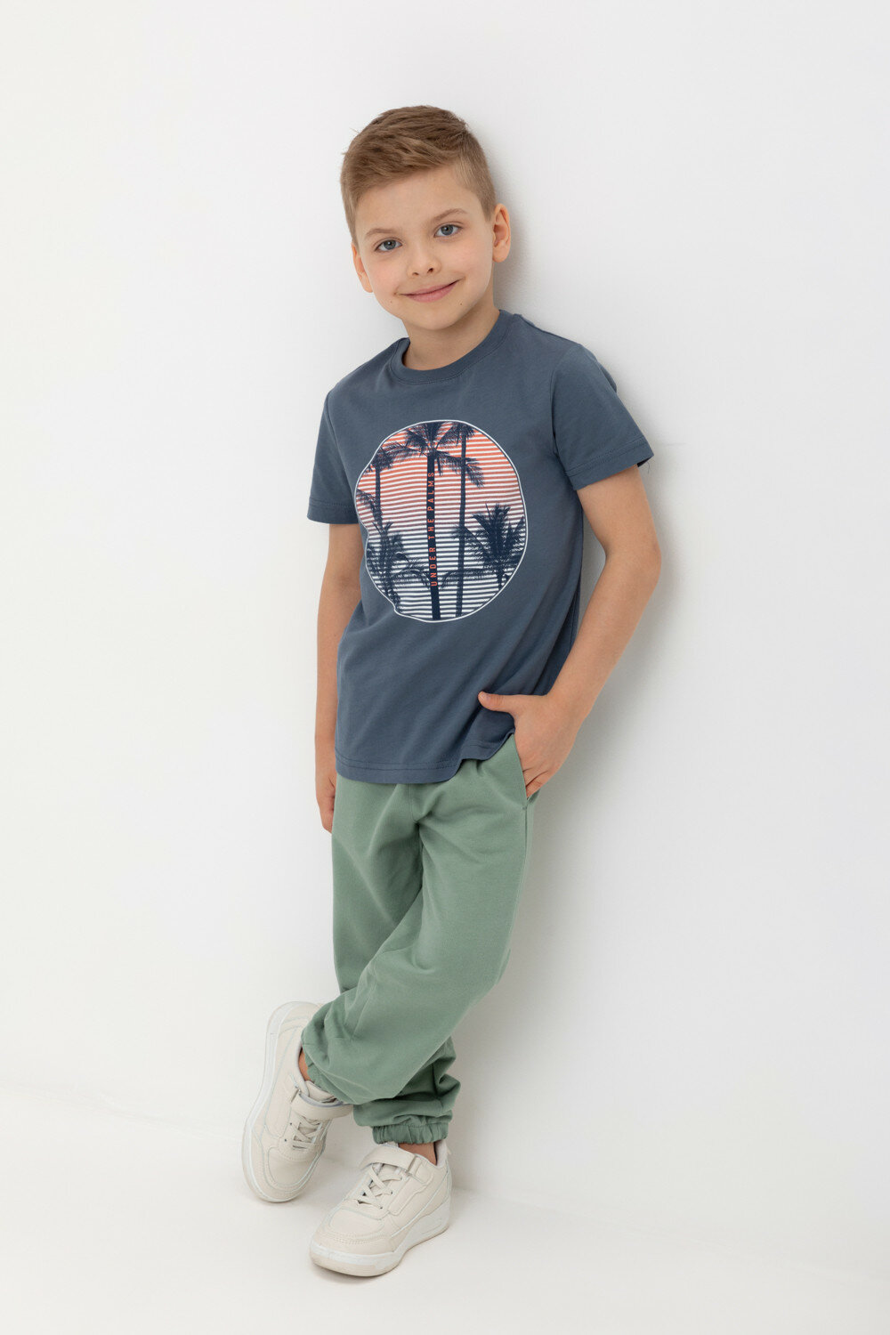 фото Брюки для мальчика из футера, Crockid К 400705/весенний зеленый р 56/98