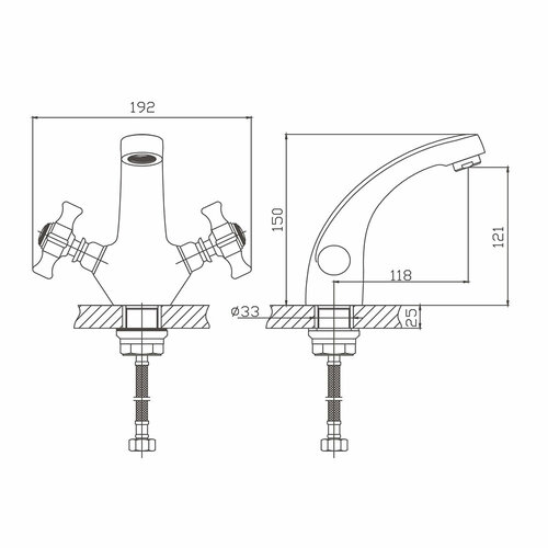 Смеситель для раковины Corsa Deco Lake хром двухвентильный (1010677)