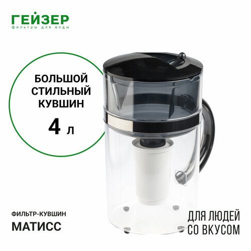 Фильтр кувшин Гейзер Матисс 4 л хром/черный фильтр кувшин для воды гейзер геркулес зеленый 62043
