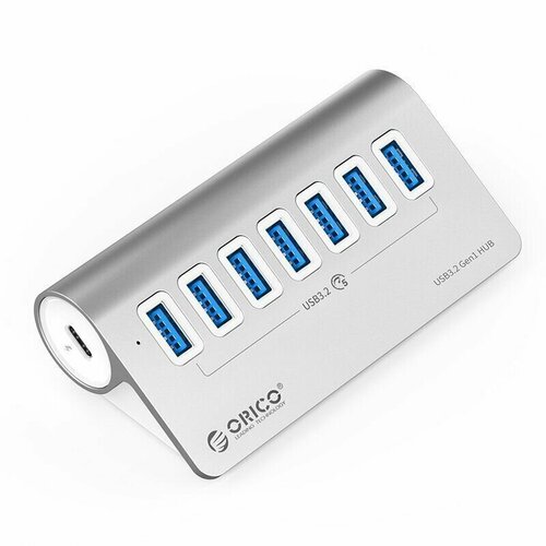 USB-концентратор ORICO 7 USB-A 32 Gen1 серебристый ORICO-M3U7-10-SV-BP 472100₽