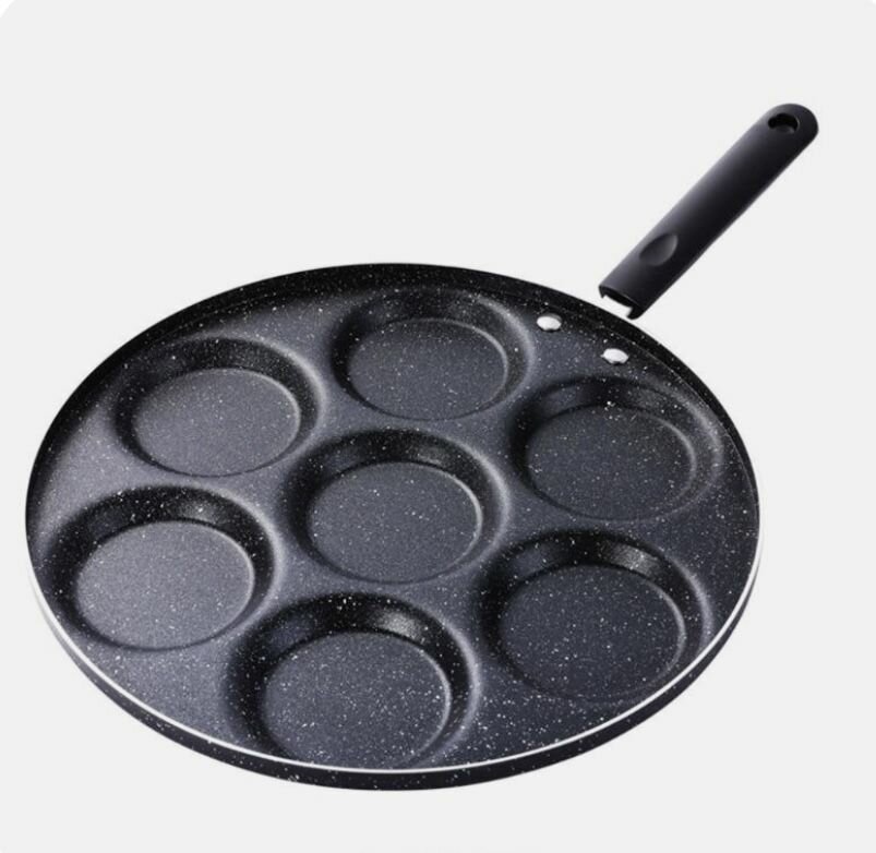 Антипригарная сковородка, сковородка для жарки яиц, оладий, прочная антипригарная сковородка, сковородка с отверстиями, 7 стаканчиков, сковородка для приготовления яиц — фото 1