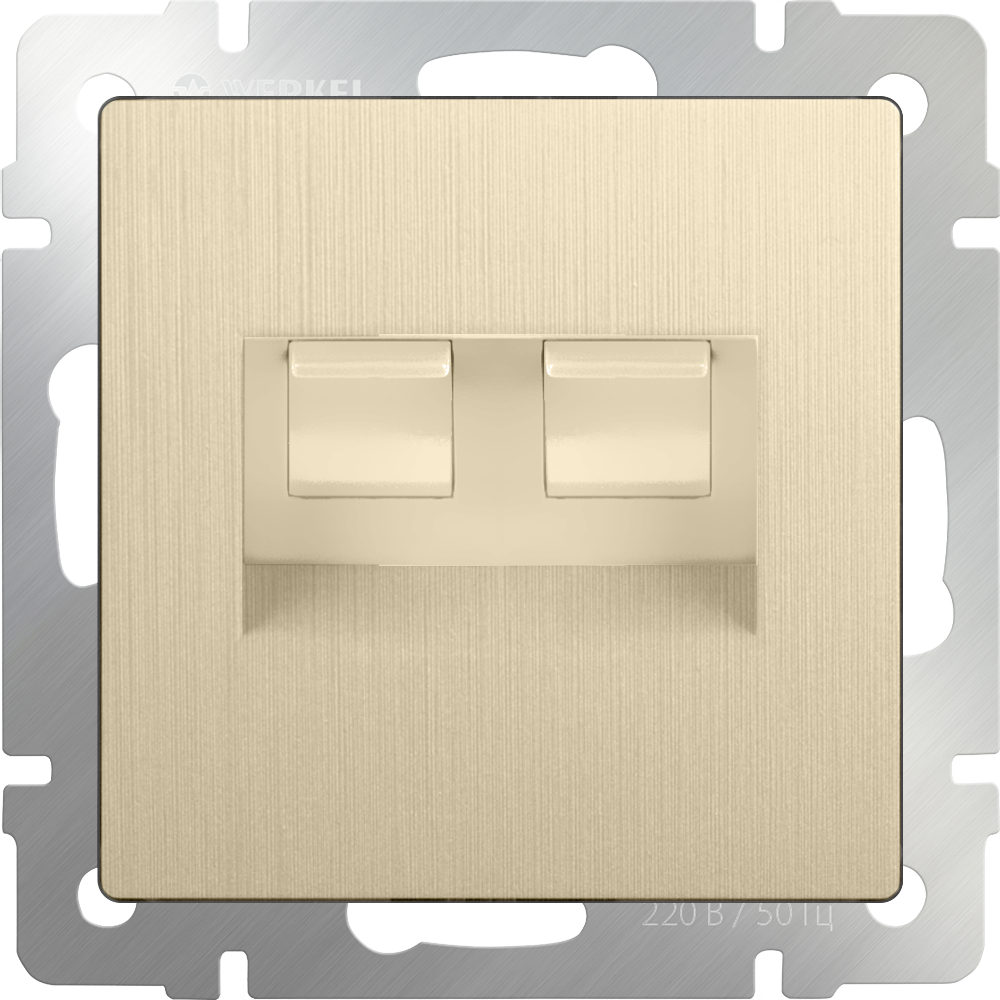 WL10-RJ11-45 / Розетка телефонная RJ-11 и Еthernet RJ-45 (шампань рифленый)