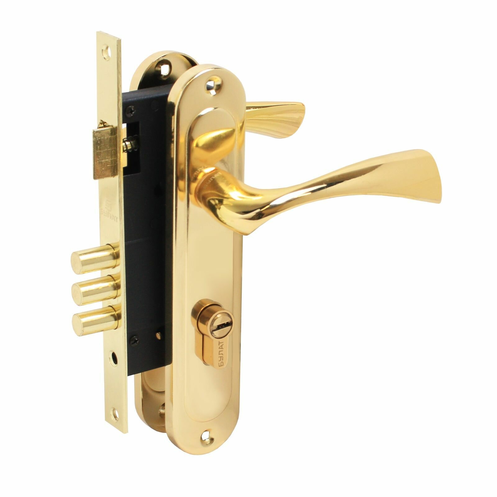 Замок врезной с ручками булат ЗВ4-3.70.03.05 номос золото 5 ключей