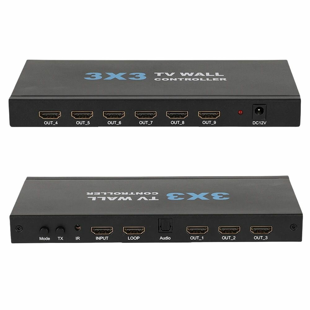 Контроллер видеостены 3x3, 1 вход/9+1 выходов, HDMI 1.4, IR (ORIENT HSP3X3WАH) — фото 1