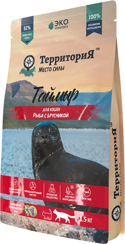 фото ТерриториЯ "Таймыр" с белой рыбой и брусникой сухой корм для взрослых кошек