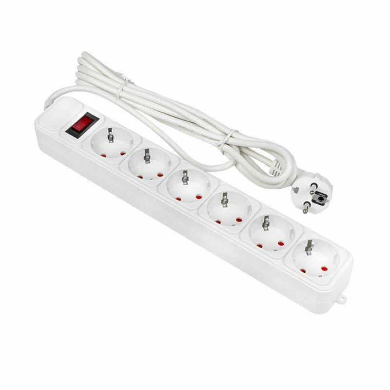 EKF EKF Удлинитель с сетевым фильтром 6х3м 10А/2.2кВт с выкл. и заземл. ПВС 3х0.75 Блокбастер PROxima EKF UFP10-375-6-03