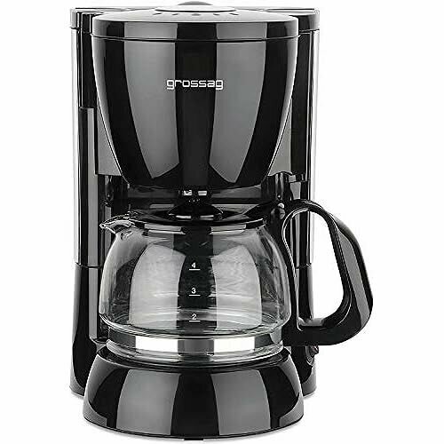 Кофемашина с фильтром Grossag и стеклянным кувшином KA 1217 06 литра на 4 чашки кофе 600 Ватт Черный нержавеющая сталь 12903₽