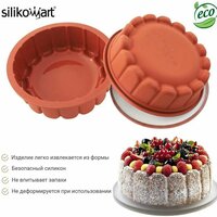Силиконовая форма кирпичного цвета. Размер: диаметр 180, высота 60 мм.Объём: 1,35 л.;
Идеально подходят для выпечки, приготовления  ...