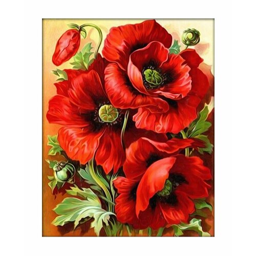 Алмазная мозаика на подрамникеКартина стразами Алмазное хобби Красные маки 30х40 см сложность 5 цветов 20 Komas 899₽