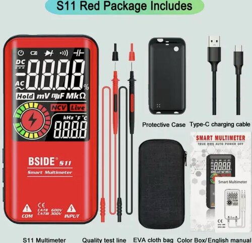 Изображение товара Мультиметр цифровой BSIDE S11 с ЖК дисплеем красный