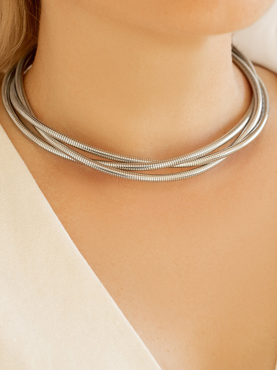 Колье SLOVO JEWELRY, длина 40 см, серебристый